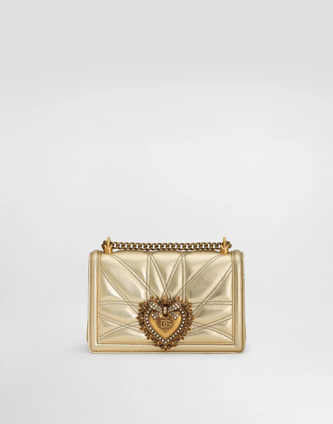  Dolce & Gabbana Dolce & Gabbana Medium Devotion Bag In Quilted Nappa Leather - Woman Shoulder And Crossbody Bags Gold Leather Onesize 