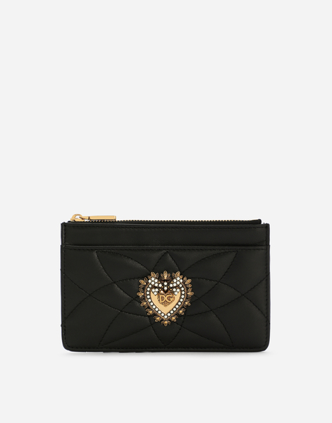  Dolce & Gabbana Dolce & Gabbana Medium Devotion Card Holder - Woman Wallets And Small Leather Goods Black Leather Onesize 