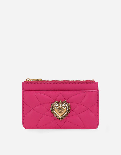  Dolce & Gabbana Dolce & Gabbana Medium Devotion Card Holder - Woman Wallets And Small Leather Goods Pink Leather Onesize 