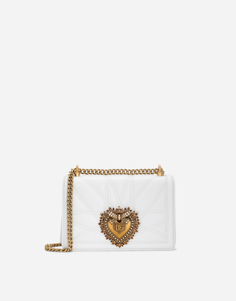  Dolce & Gabbana Dolce & Gabbana Medium Devotion Shoulder Bag - Woman Shoulder And Crossbody Bags White Leather Onesize 