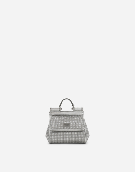  Dolce & Gabbana Dolce & Gabbana Mini Satin Sicily Bag With Fusible Rhinestones - Woman Clutches And Mini Bags Silver Viscose Onesize 