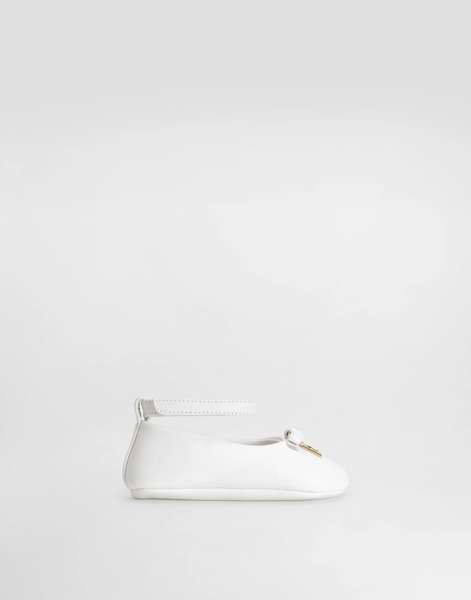  Dolce & Gabbana Dolce & Gabbana Nappa Leather Ballet Flats With Logo - Woman Newborn Girls' Shoes (16-20) White Leather 20 