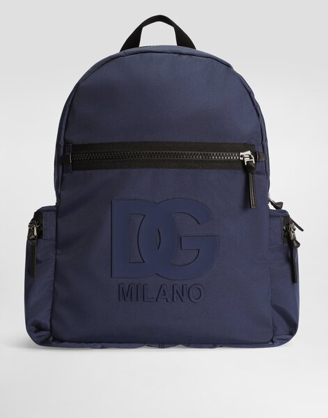  Dolce & Gabbana Dolce & Gabbana Nylon Backpack With Dg Rubber Patch - Man Accessories Azure Onesize 