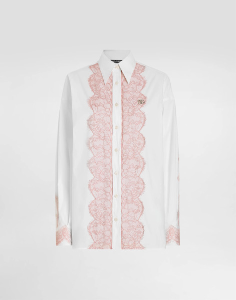  Dolce & Gabbana Dolce & Gabbana Oversize Cotton Poplin Shirt With Lace Appliqués - Woman Shirts And Tops White Cotton 40 