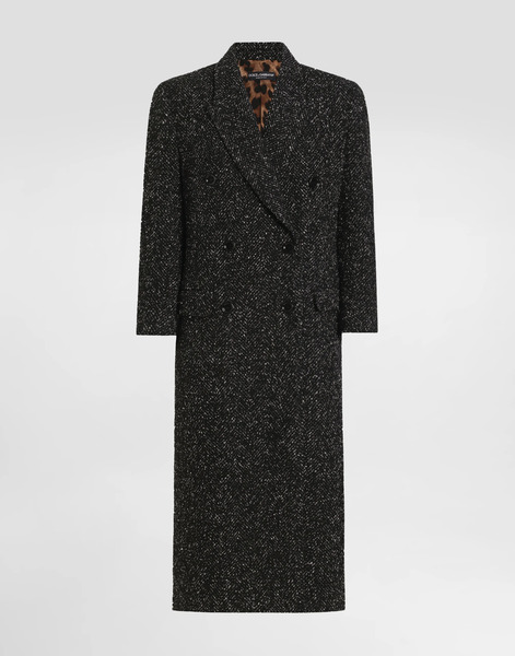  Dolce & Gabbana Dolce & Gabbana Oversized Double-breasted Coat In Wool Blend Chevron - Woman Coats And Jackets Multicolor 44 