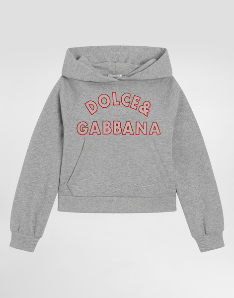  Dolce & Gabbana Dolce & Gabbana Oversized Fleece Hoodie With Embroidery - Woman T-shirts And Sweatshirts Gray 6 Years 