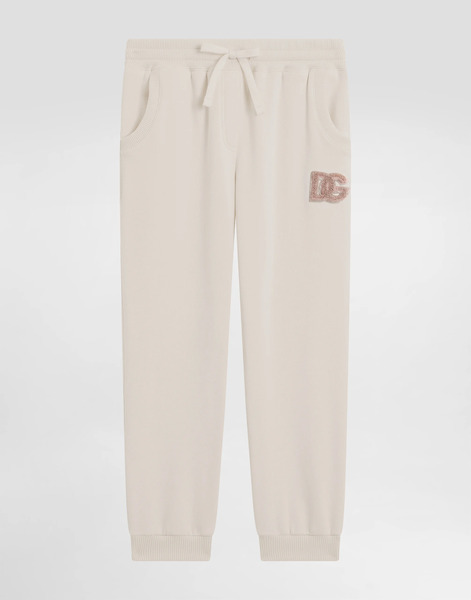  Dolce & Gabbana Dolce & Gabbana Oversized Fleece Trousers With Dg Sequin Patch - Woman Trousers And Skirts Pink 3 Years 
