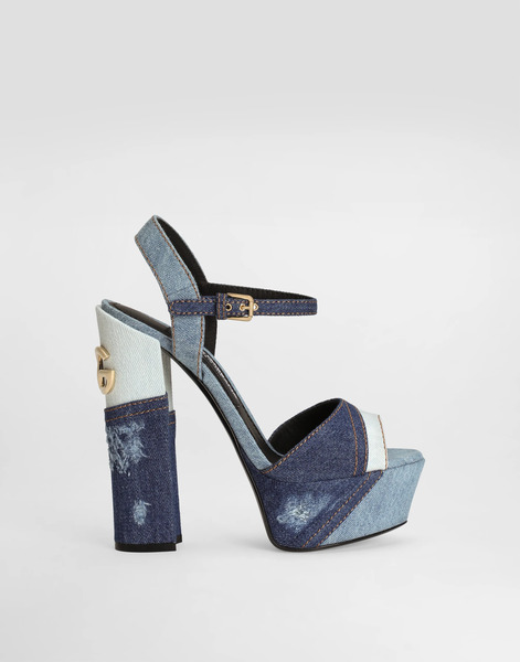  Dolce & Gabbana Dolce & Gabbana Patchwork Denim Platform Sandals - Woman Sandals And Wedges Blue Denim 41 