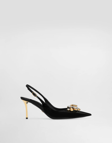  Dolce & Gabbana Dolce & Gabbana Patent Leather Slingback With Embellishment - Woman Pumps And Slingback Multicolor 35.5 