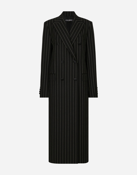  Dolce & Gabbana Dolce & Gabbana Pinstripe Double-breasted Coat In Woolen Fabric - Woman Coats And Jackets Multicolor 44 