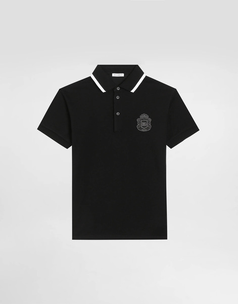  Dolce & Gabbana Dolce & Gabbana Piqué Polo Shirt With Dg Heraldic Patch - Man T-shirts And Sweatshirts Black 8 Years 