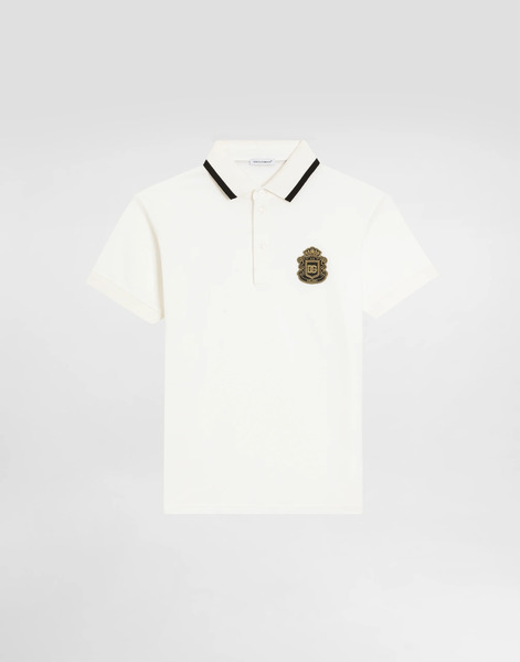  Dolce & Gabbana Dolce & Gabbana Piqué Polo Shirt With Dg Heraldic Patch - Man T-shirts And Sweatshirts White 5 Years 