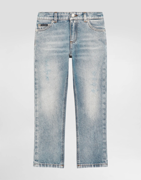  Dolce & Gabbana Dolce & Gabbana 5-pocket Denim Trousers With Salt&pepper Wash - Man Trousers And Shorts Multi-colored 12 Years 