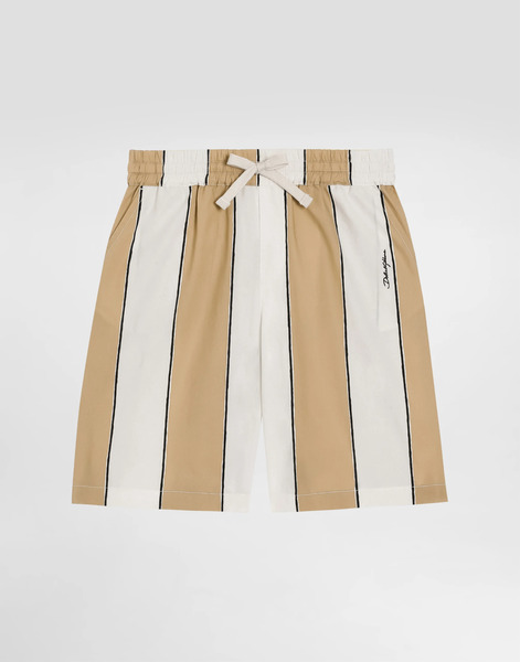  Dolce & Gabbana Dolce & Gabbana Poplin Bermuda Shorts With Striped Print - Man Trousers And Shorts Multicolor 13 Years 