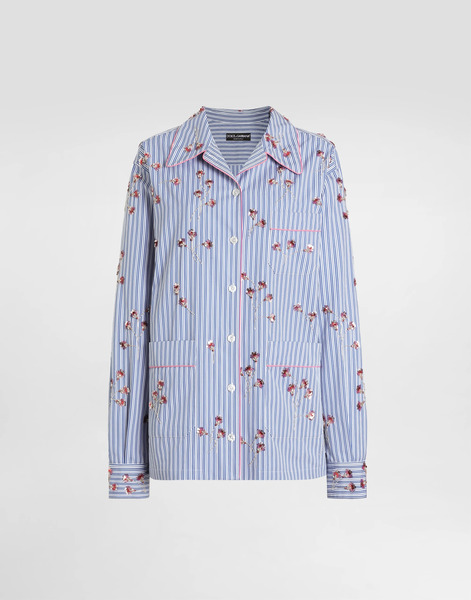  Dolce & Gabbana Dolce & Gabbana Poplin Shirt With Crystal Flower Embroidery - Woman Shirts And Tops Multi-colored 38 