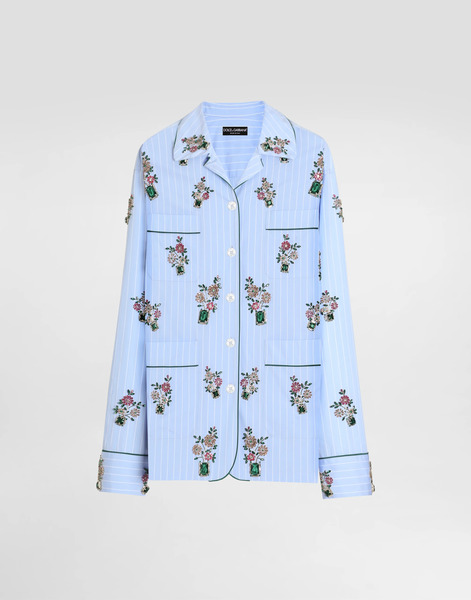  Dolce & Gabbana Dolce & Gabbana Poplin Vanity Shirt With Crystal Flower Embroidery - Woman Shirts And Tops Multi-colored 46 