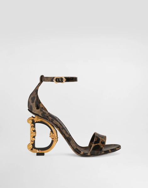  Dolce & Gabbana Dolce & Gabbana Printed Polished Calfskin Baroque Dg Sandals - Woman Sandals And Wedges Animal Print Leather 36.5 
