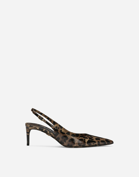 Dolce & Gabbana Dolce & Gabbana Printed Polished Calfskin Slingbacks - Woman Pumps And Slingback Animal Print Leather 35 