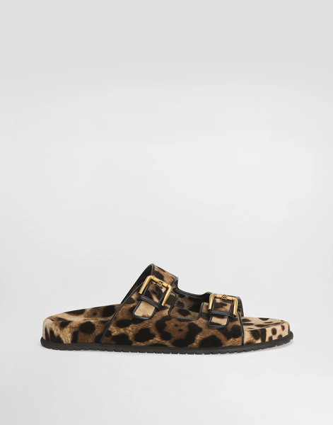  Dolce & Gabbana Dolce & Gabbana Printed Velvet Sliders - Woman Slides And Mules Animal Print 36 