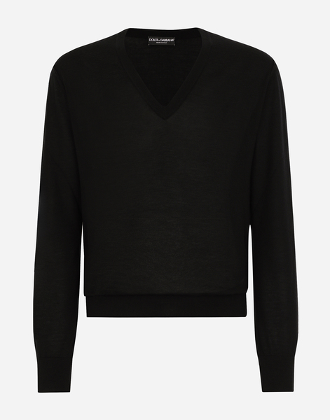  Dolce & Gabbana Dolce & Gabbana Pull Scollo V - Man Sweaters And Cardigans Black Cashmere 54 
