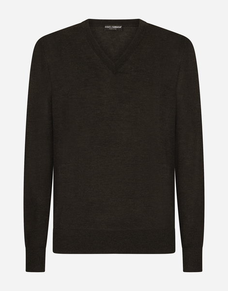  Dolce & Gabbana Dolce & Gabbana Pull Scollo V - Man Sweaters And Cardigans Gray Cashmere 52 