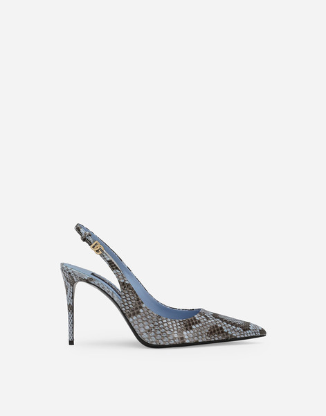 Dolce & Gabbana Dolce & Gabbana Python Skin Slingbacks - Woman Pumps And Slingback Light Blue 38 