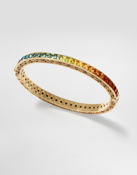  Dolce & Gabbana Dolce & Gabbana Rainbow Bracelet 18 Carat Yellow Gold And Multicolored Sapphires - Man Bracelets Gold Gold Xl 