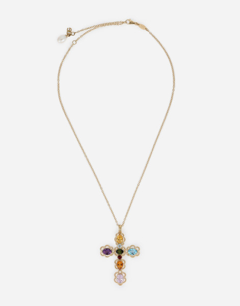  Dolce & Gabbana Dolce & Gabbana Rainbow Pendant 18-carat Yellow Gold And Multicolored Gems - Woman Necklaces Gold Gold Onesize 