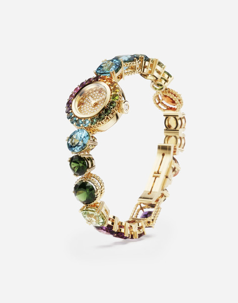  Dolce & Gabbana Dolce & Gabbana Rainbow Watch In 18kt Yellow Gold With Multicolor Fine Gems And Diamonds - Woman Watches Gold Gold Onesize 
