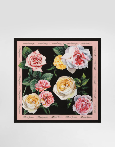  Dolce & Gabbana Dolce & Gabbana Rose And Peony-print Silk Twill Foulard (70x70) - Woman Scarves And Silks Print Onesize 