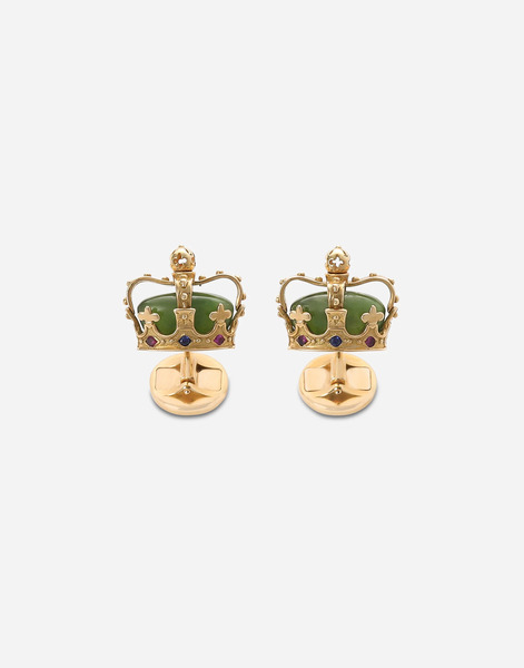  Dolce & Gabbana Dolce & Gabbana Royal Cufflinks 18-carat Yellow Gold, Green Jade, Rubies, And Blue Sapphires - Man Cufflinks Gold Onesize 