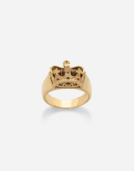 Dolce & Gabbana Dolce & Gabbana Royal Ring 18kt Yellow Gold, Tiger Iron, Rubies, And Blue Sapphire - Man Rings Gold 62 