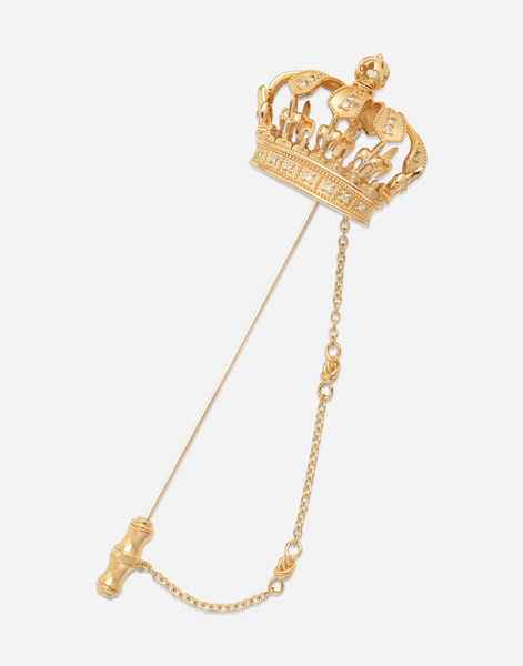  Dolce & Gabbana Dolce & Gabbana Royal Stick Pin In 18-karat Yellow And White Gold With Filigree And Diamonds - Man Brooches&tiepins Gold Onesize 
