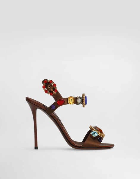  Dolce & Gabbana Dolce & Gabbana Satin And Patent Leather Keira 2.0 Sandals With Embellishments - Woman Sandals And Wedges Multicolor 38.5 