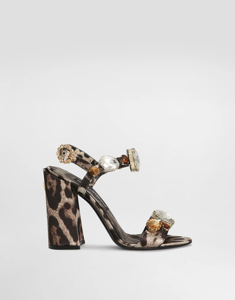  Dolce & Gabbana Dolce & Gabbana Satin Sandals With Gemstone Embellishment - Woman Sandals And Wedges Animal Print 37.5 