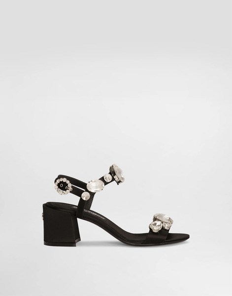  Dolce & Gabbana Dolce & Gabbana Satin Sandals With Gemstone Embellishment - Woman Sandals And Wedges Multi-colored 39.5 