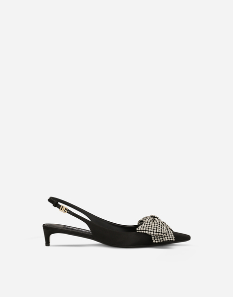  Dolce & Gabbana Dolce & Gabbana Satin Slingbacks With Rhinestone Embellishment - Woman Pumps And Slingback Multi-colored 35 