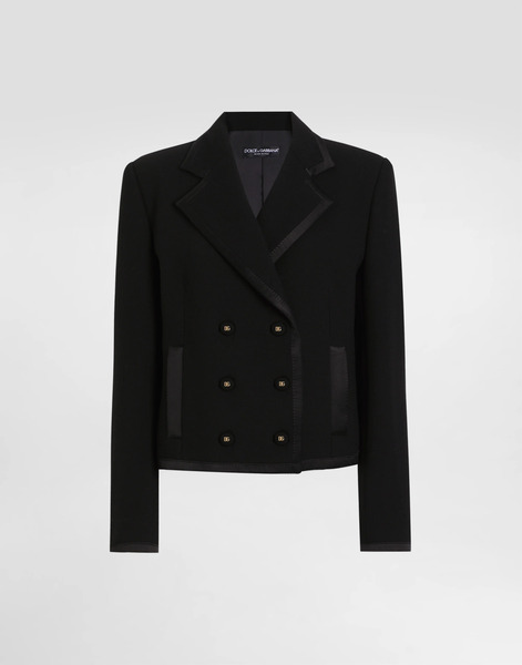  Dolce & Gabbana Dolce & Gabbana Short Double-breasted Wool Crepe Jacket - Woman Blazers Black 46 