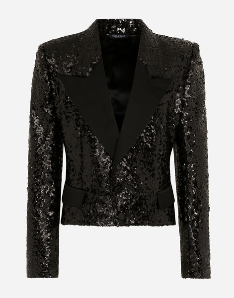  Dolce & Gabbana Dolce & Gabbana Short Single-breasted Jacket With Sequin Embellishment - Man Suits And Blazers Black 48 