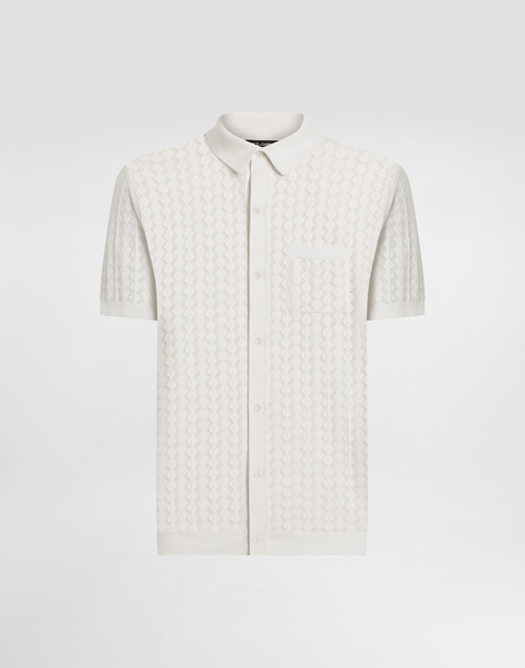  Dolce & Gabbana Dolce & Gabbana Short-sleeved Cotton Openwork Shirt - Man Sweaters And Cardigans White 46 