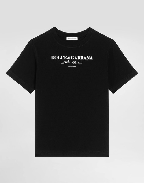  Dolce & Gabbana Dolce & Gabbana Short-sleeved Jersey T-shirt With Print - Man T-shirts And Sweatshirts Black 3 Years 