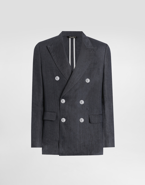  Dolce & Gabbana Dolce & Gabbana Sicilia Light Double-breasted Jacket In Linen Canvas - Man Suits And Blazers Gray 44 