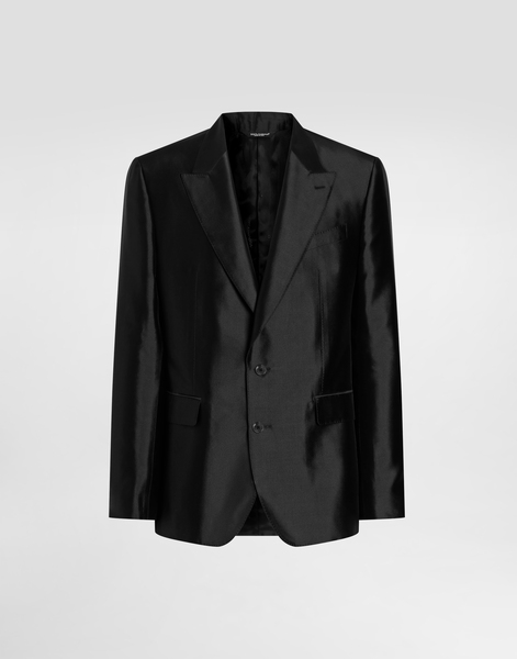  Dolce & Gabbana Dolce & Gabbana Sicilia Light Single-breasted Mikado Silk Jacket - Man Suits And Blazers Black Silk 50 