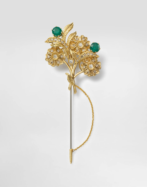  Dolce & Gabbana Dolce & Gabbana Sicily Brooch 18-carat Yellow And White Gold, Emeralds, And Diamonds - Man Brooches&tiepins Gold Onesize 