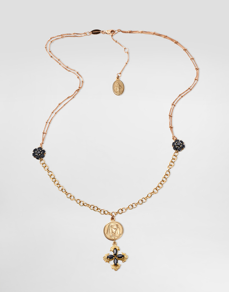  Dolce & Gabbana Dolce & Gabbana Sicily Necklace 18-carat Yellow And Red Gold And Black Sapphires - Woman Necklaces Multicolor Onesize 