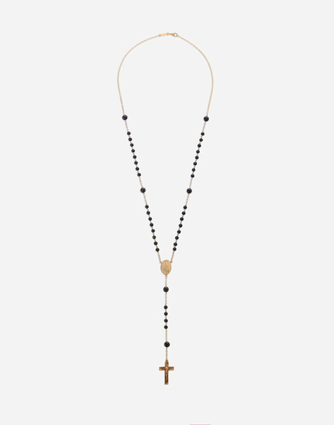  Dolce & Gabbana Dolce & Gabbana Sicily Rosary Necklace 18-carat Yellow Gold And Black Jades - Man Necklaces Gold Onesize 