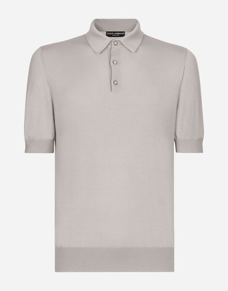  Dolce & Gabbana Dolce & Gabbana Silk And Cashmere Polo-shirt - Man Sweaters And Cardigans Gray 56 