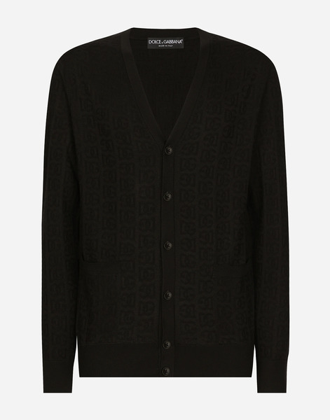  Dolce & Gabbana Dolce & Gabbana Silk Cardigan With Dg Logo - Man Sweaters And Cardigans Black 44 