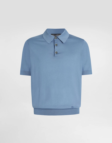  Dolce & Gabbana Dolce & Gabbana Silk Polo Shirt - Man Sweaters And Cardigans Azure 50 