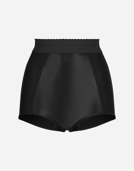  Dolce & Gabbana Dolce & Gabbana Silk Satin And Stretch Marquisette High-waisted Panties - Woman Pants And Shorts Black 44 